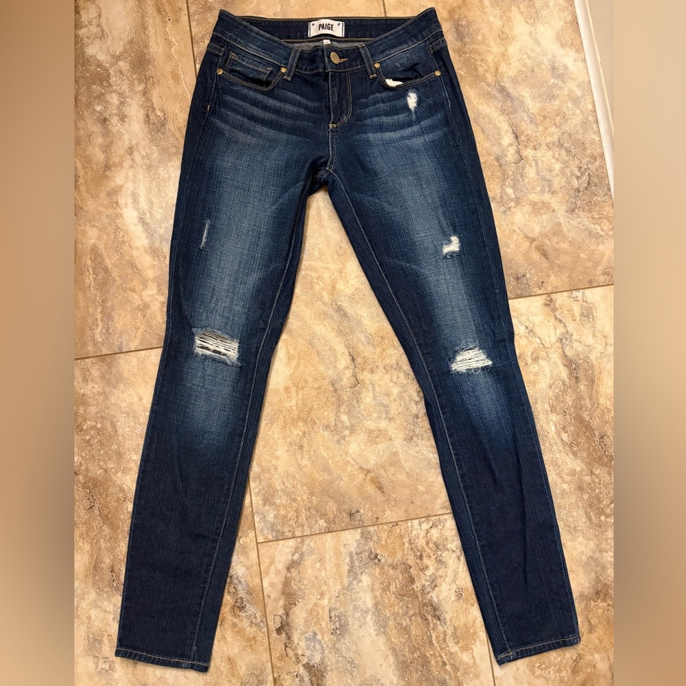 PAIGE Verdugo Ultra Skinny Denim Distressed Blue Stretch Jeans Womens Size 26